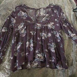 Long sleeve purple floral shirt